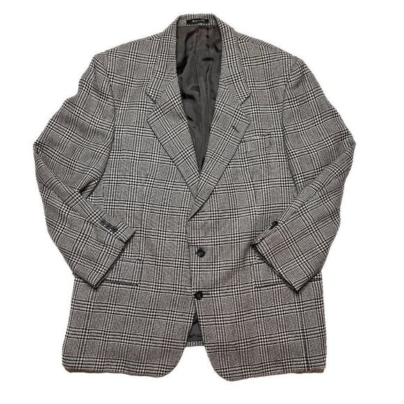 Vito Rufolo Vintage Alpaca Houndstooth Plaid Blazer Jacket Men's 46 Italian Made - Picture 1 of 8